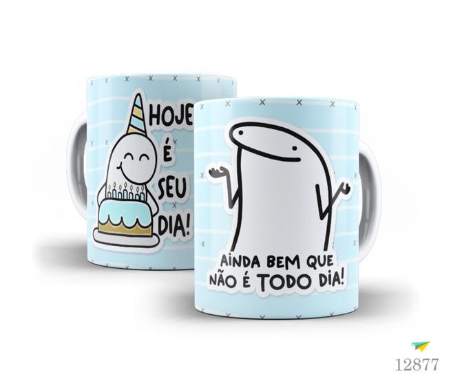 Imagem de Caneca parabéns flork, ainda bem que não é todo dia, azul