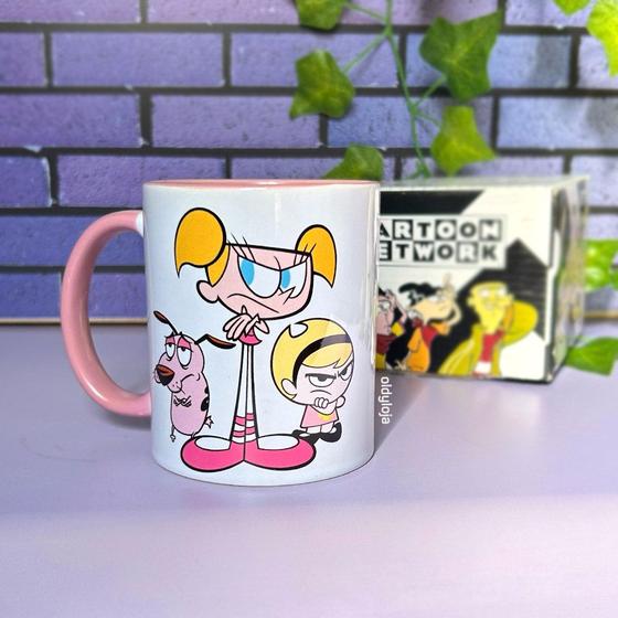 Imagem de Caneca Personagem Cartoon Cão Coragem, Mandy e Dee Dee Cerâmica 325ml