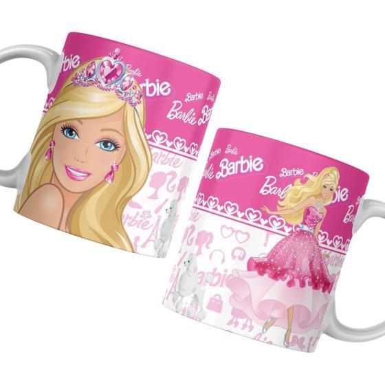 Imagem de Caneca Personalizada Barbie Desenho Xícara Porcelana Presente 325 ml Cerâmica De Alto Brilho