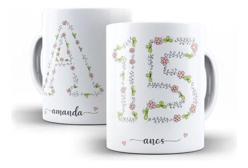 Imagem de Caneca Personalizada Com Nome Idade Flores Presente 5597