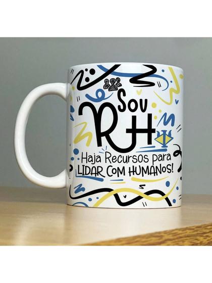 Imagem de Caneca Personalizada de Porcelana  Profissão: Sou Recursos Humanos - cor: Azul  - 325ML