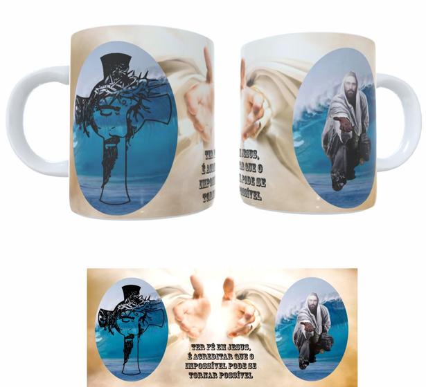 Imagem de Caneca Personalizada Fé Em Jesus Cristo Religião Porcelana