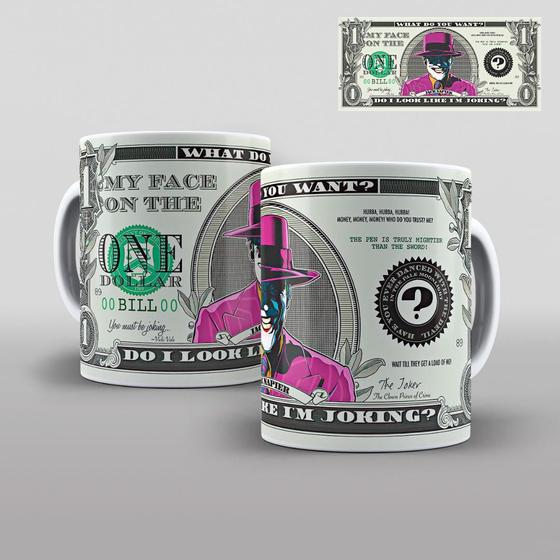 Imagem de Caneca Personalizada - One Dollar - Coringa + Embalagem branca para presente