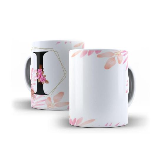 Imagem de Caneca Personalizada Presente Floral Letra  I