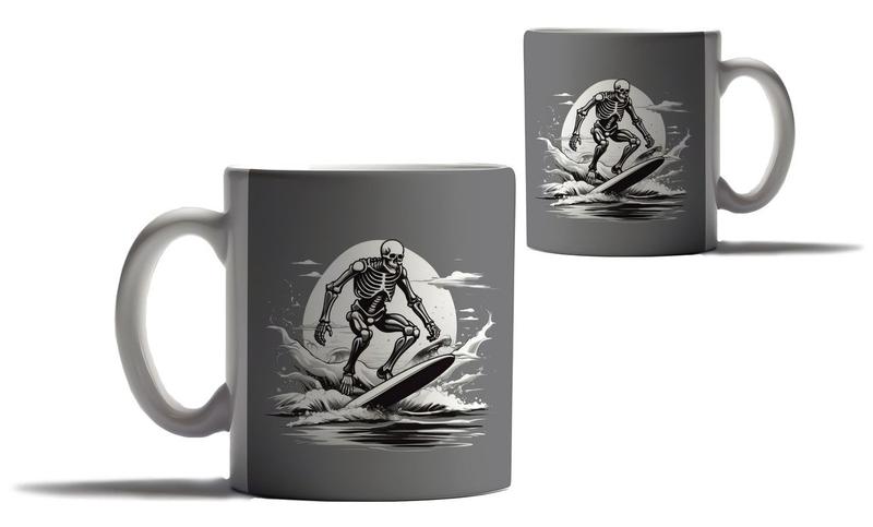 Imagem de Caneca Personalizada Presente Praia Caveira Surfista Surf