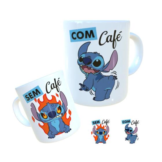 Imagem de Caneca Personalizada Stitch Nervoso Com Café Sem Café