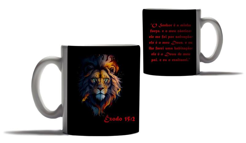 Imagem de Caneca Personalizada Versiculos Biblicos Deus Leão de Judá 2