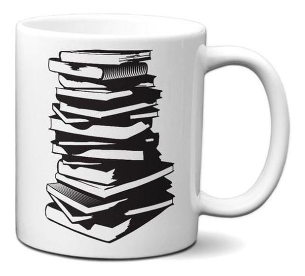 Imagem de Caneca Pilha de Livros Amante Leitura Presente Criativo