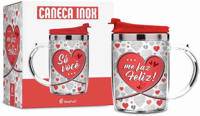 Imagem de Caneca plastica inox rosca temas so voce me faz - Brasfoot Presentes