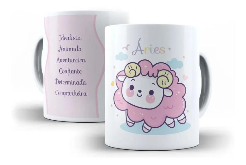 Imagem de Caneca Porcelana Áries Signos Cute Ariana