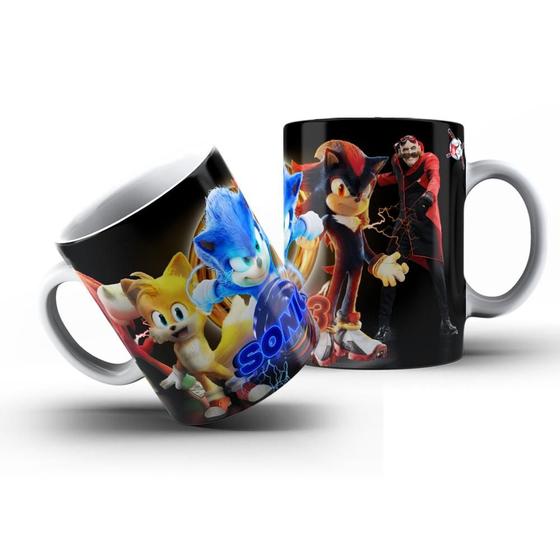 Imagem de Caneca Porcelana Branca Sonic 3 Filme Video Game Presente