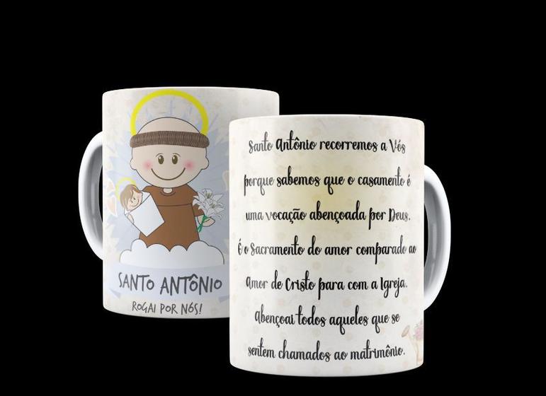 Imagem de Caneca Porcelana Católica Oração à Santo Antônio Casamenteiro