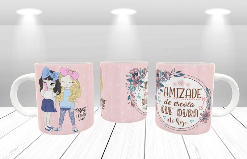 Imagem de Caneca Porcelana Divertida Amizade de Escola