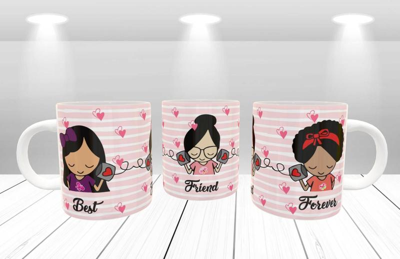 Imagem de Caneca Porcelana Divertida Amizade Trio Best Friend Forever