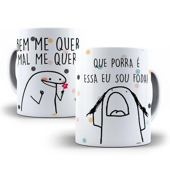 Imagem de Caneca Porcelana Divertida Flork Bem me quer Mal me quer