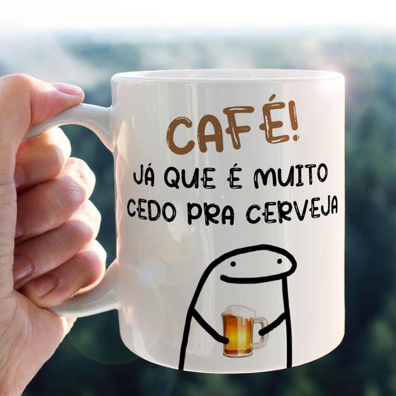 Imagem de Caneca Porcelana Divertida Flork Café Já Que É Muito Cedo