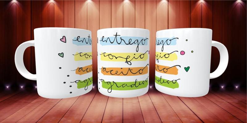 Imagem de Caneca Porcelana Divertida Gratidão Entrego, Confio, Aceito