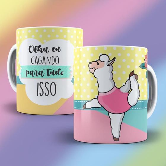 Imagem de Caneca Porcelana Divertida Lhama Olha Eu