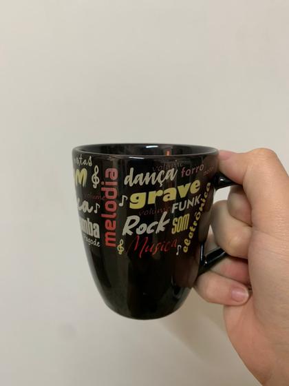 Imagem de Caneca Porcelana Estilo Musicais Preta 220ml