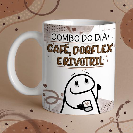 Imagem de Caneca Porcelana Flork Café combo do dia café, dor flex e rivo tril 325 ml