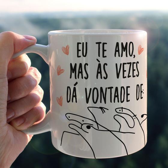 Imagem de Caneca porcelana flork eu te amo mas as vezes da vontade de 325ml