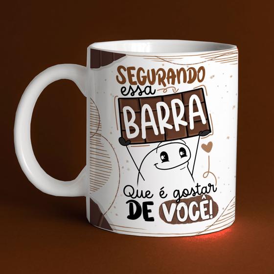 Imagem de Caneca Porcelana Flork Páscoa Segurando essa barra que é gostar de você 325 ml