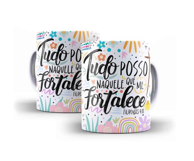 Imagem de Caneca Porcelana Frase Tudo Posso Naquele Que Me Fortalece