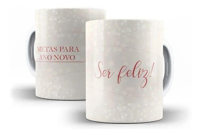 Imagem de Caneca Porcelana Metas Para O Ano Novo Ser Feliz Réveillon