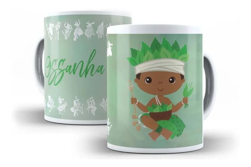 Imagem de Caneca Porcelana Orixá Ossanha Candomblé e Umbanda