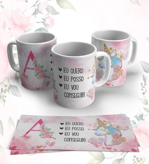 Imagem de Caneca Porcelana Personalizada Alfabeto Floral + Caixinha de Presente Criativo (vários temas)