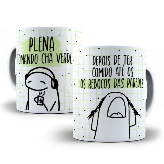 Imagem de Caneca Porcelana Personalizada-Frases divertida, engraçadas e debochada Memes Flork Bento, Chá verde