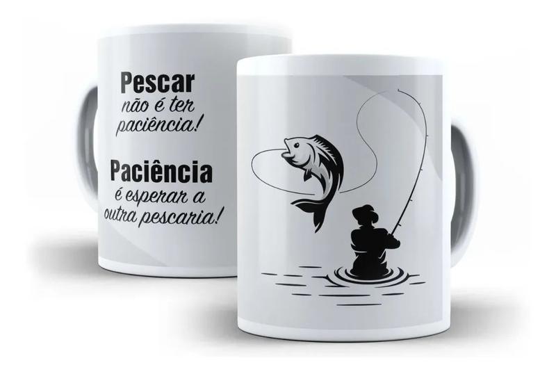 Imagem de Caneca Porcelana Pescador Paciência É Esperar Outra Pescaria