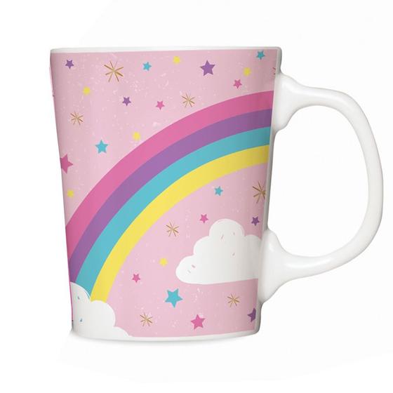 Imagem de Caneca Porcelana Premium BrasFoot Bichinhos 280 ML Unicórnio Branco