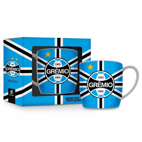 Imagem de Caneca Porcelana Premium BrasFoot Grêmio 03 300 ML Urban Licenciada Branco