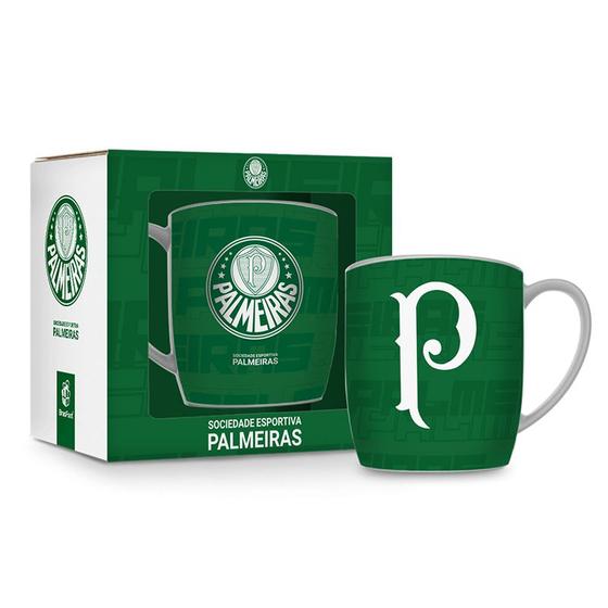 Imagem de Caneca Porcelana Premium BrasFoot Palmeiras1 300 ML Urban Licenciada Branco