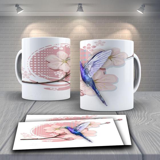 Imagem de Caneca Porcelana Presente 325Ml Tema Beija Flor