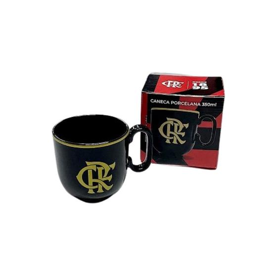 Imagem de Caneca Porcelana Preta 350ML  Flamengo Luva C/1 - Allmix