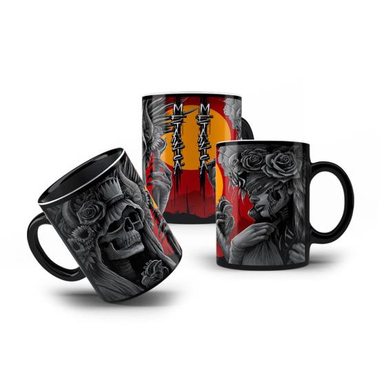 Imagem de Caneca Porcelana Preta Banda Metallica Poster Los Muertos