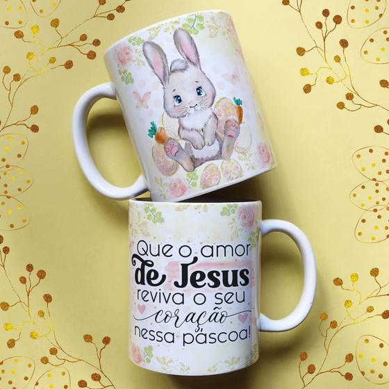 Imagem de Caneca porcelana que o amor de jesus reviva o seu coração nessa pascoa 325 ml