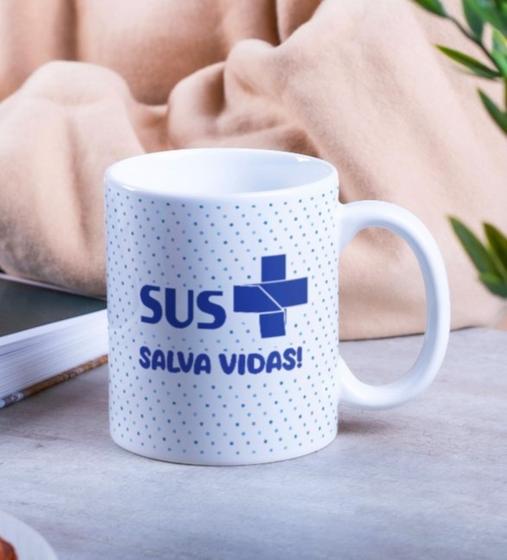 Imagem de Caneca Porcelana SUS Salva Vidas Est. Bolinhas  - Saúde Zlprint