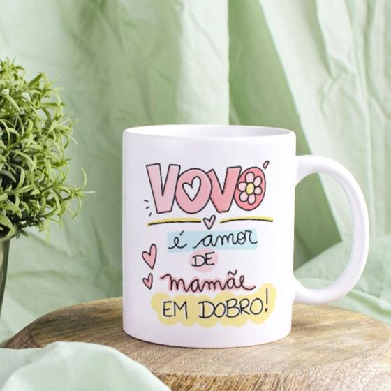 Imagem de Caneca Porcelana Vovó é amor de Mamãe em Dobro Est. Pan20 IMG-0090 - Dia das Mães Zlprint