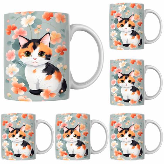 Imagem de Caneca Porcelana Xícara de Café  Lindo Gatinho Kit 4 Unid