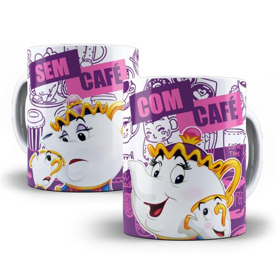 Imagem de Caneca Potts e Chip A bela e a fera Com Café Sem Café