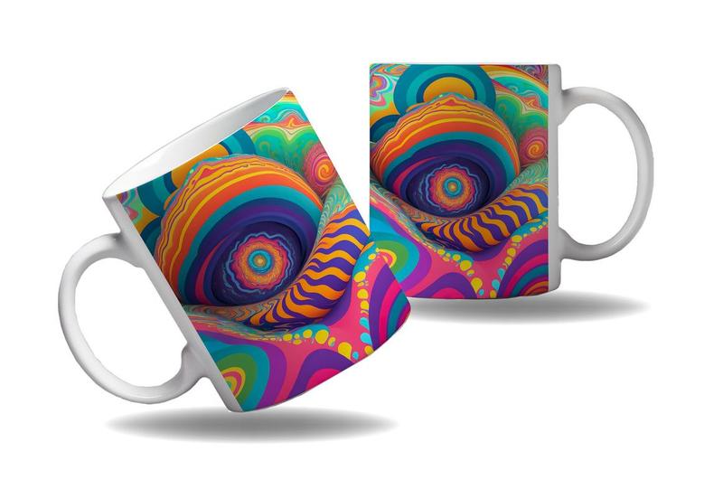 Imagem de Caneca Presente Estampa Distorcida Abstrata Psicodélica Rave