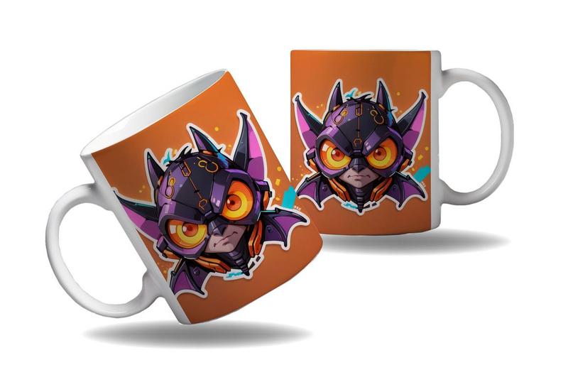 Imagem de Caneca Presente Geek Nerd Cyberpunk Morcego Floresta Tecno
