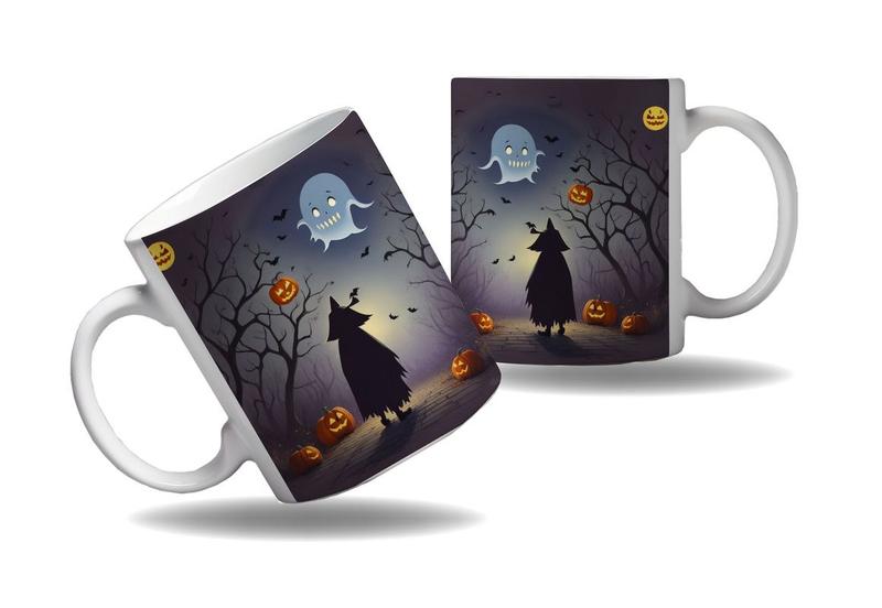 Imagem de Caneca Presente Halloween Terror Caveiras Fantasmas Susto 1