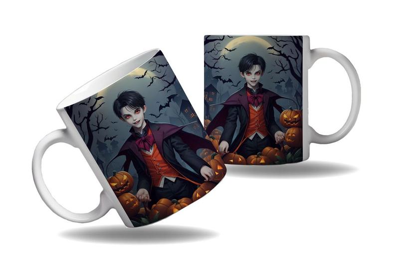 Imagem de Caneca Presente Halloween Terror Vampiros Morcegos Bruxos