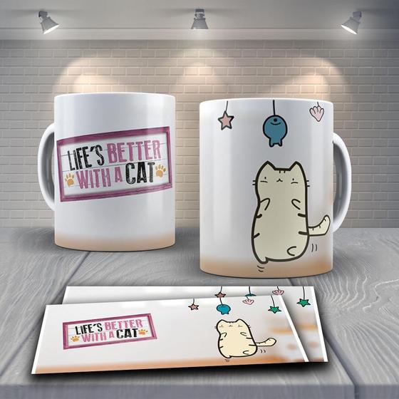 Imagem de Caneca Presente Porcelana 325Ml Tema Animais Cat