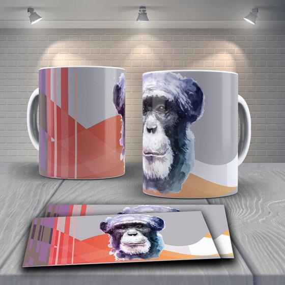 Imagem de Caneca Presente Porcelana 325Ml Tema Animais Chimpanzé