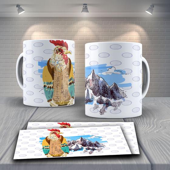 Imagem de Caneca Presente Porcelana 325ml Tema Animais Galo